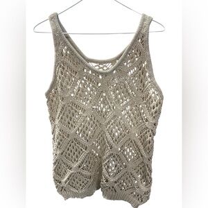 Chic Beige Women's Crochet Tank Top